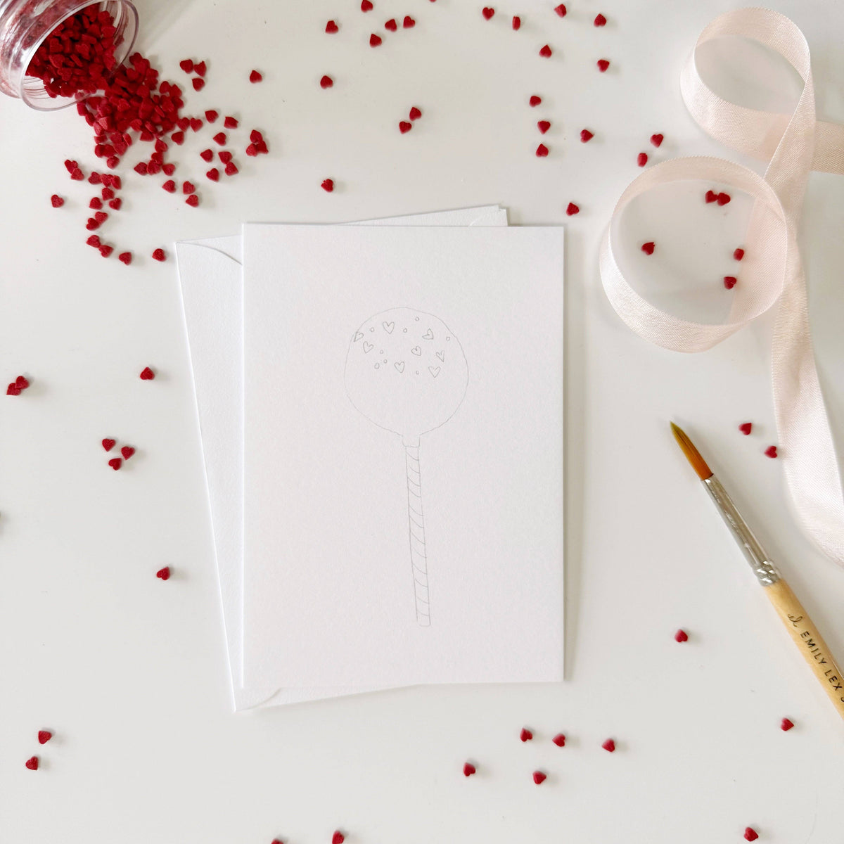 Sweet treats valentines paintable watercolor notecard set