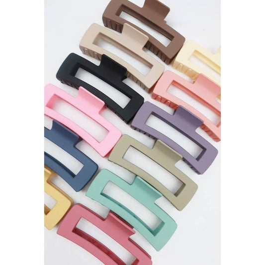 Matte Jumbo Cut Out Rectangle Hair Claw Love and Repeat