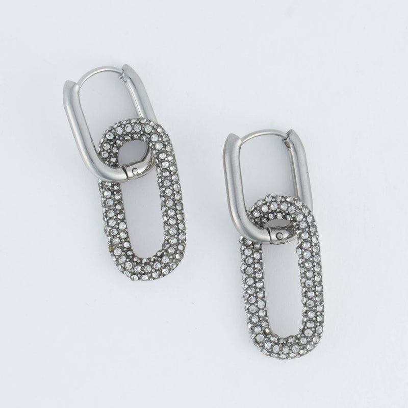 Elsie & Zoey - Narelle Waterproof Pave Linked Hoop Earrings Elsie & Zoey