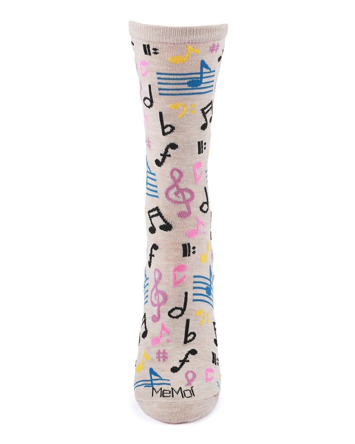 Musical Notes Bamboo Crew Sock