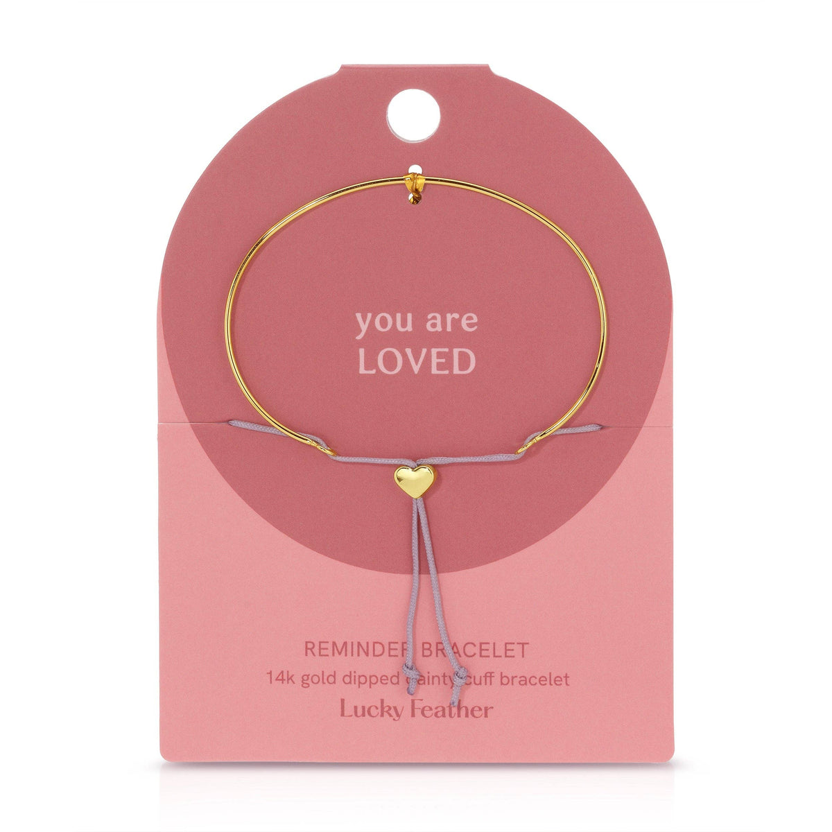 Lucky Feather - Reminder Bracelet (New) - Loved (heart) - Gold
