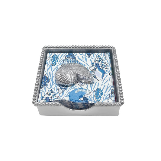 Napkin Box Beaded Mariposa Nautilus Shell