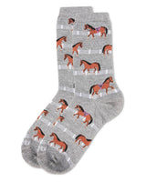 Show Pony Bamboo Blend Crew Socks: Med Gray Heather / 9-11