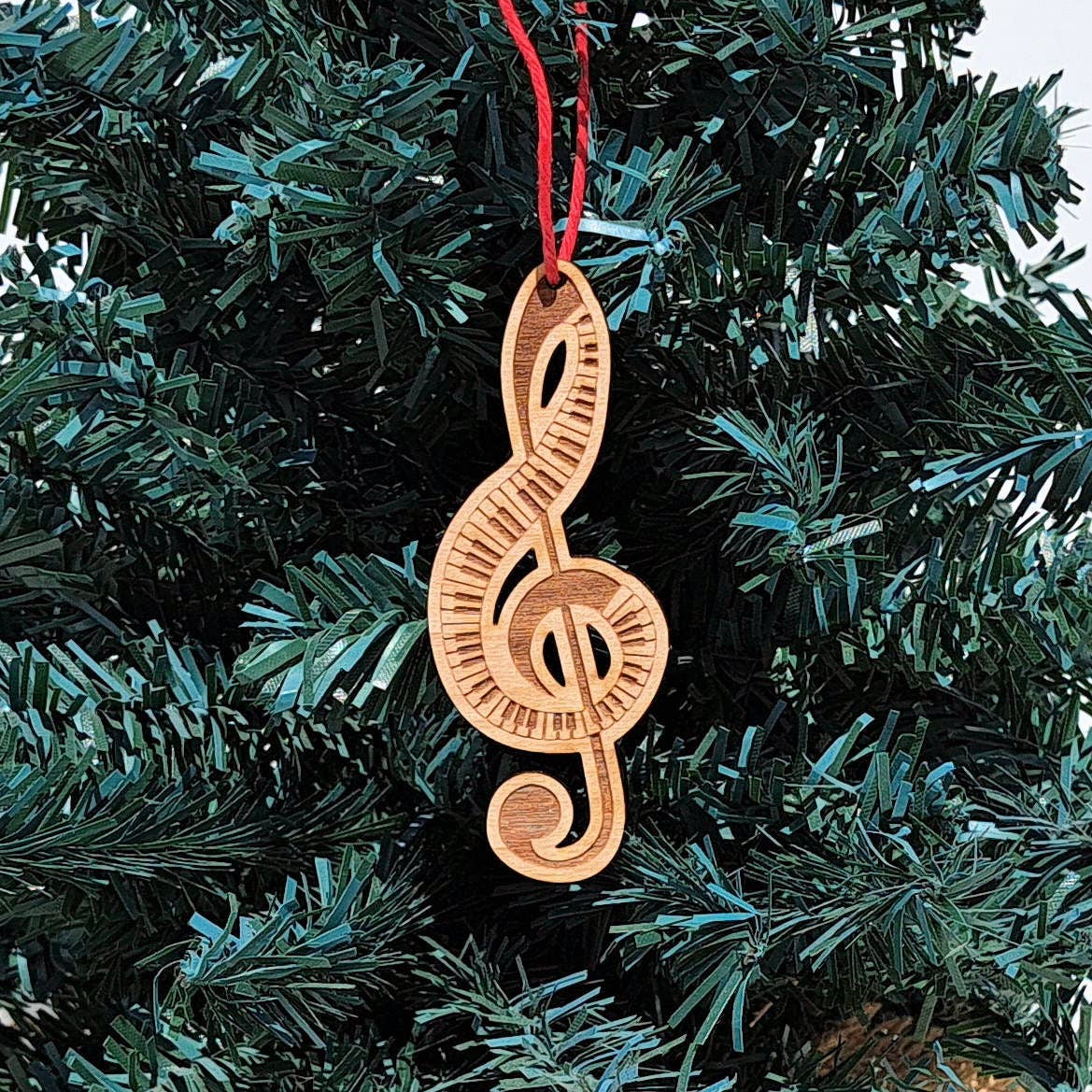 Piano Keys Treble Clef Wood Christmas Ornament Giftable Memories