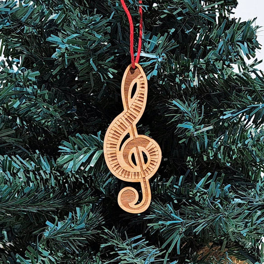 Piano Keys Treble Clef Wood Christmas Ornament Giftable Memories