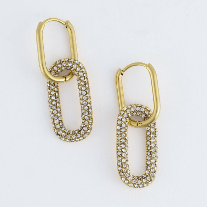 Elsie & Zoey - Narelle Waterproof Pave Linked Hoop Earrings Elsie & Zoey