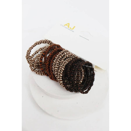 Brown Tone Rubber Ponytail Holder for Fine Hair: BROWN COMBO / ONE Love and Repeat