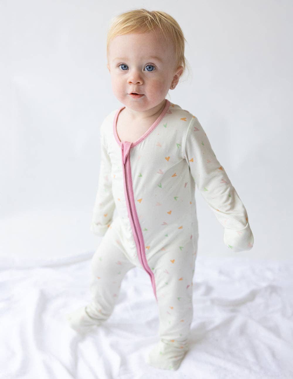 Baby Heart Bamboo Convertible Footed Onesie
