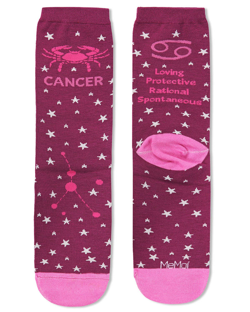 Cancer Zodiac Sign Crew Sock: 9 - 11 / Grape - Kindred & Crew