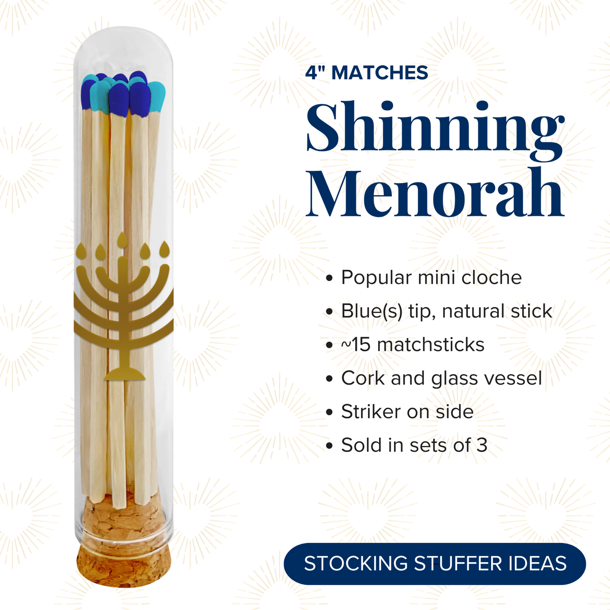 Thankful Greetings - Shining Menorah Decorative Matches - Gifts & Stockings Thankful Greetings