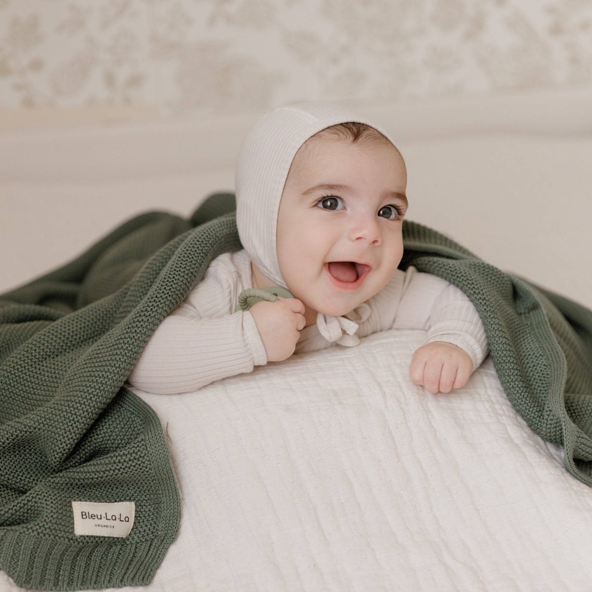 Bleu La La - Heritage Knit 100% Organic Cotton Swaddle Baby Blanket Bleu La La