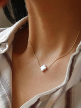 Womens 18K Gold Non-Tarnish Freshwater Pearl Necklace