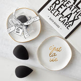 C’est la vie- Ceramic Tray with Makeup Sponge - Ivory