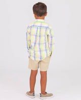 RuffleButts - Clubhouse Rainbow Plaid Long Sleeve  Shirt RuffleButts