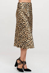 Renee C. - Made in USA Leopard Print A Line Midi Skirt Renee C.