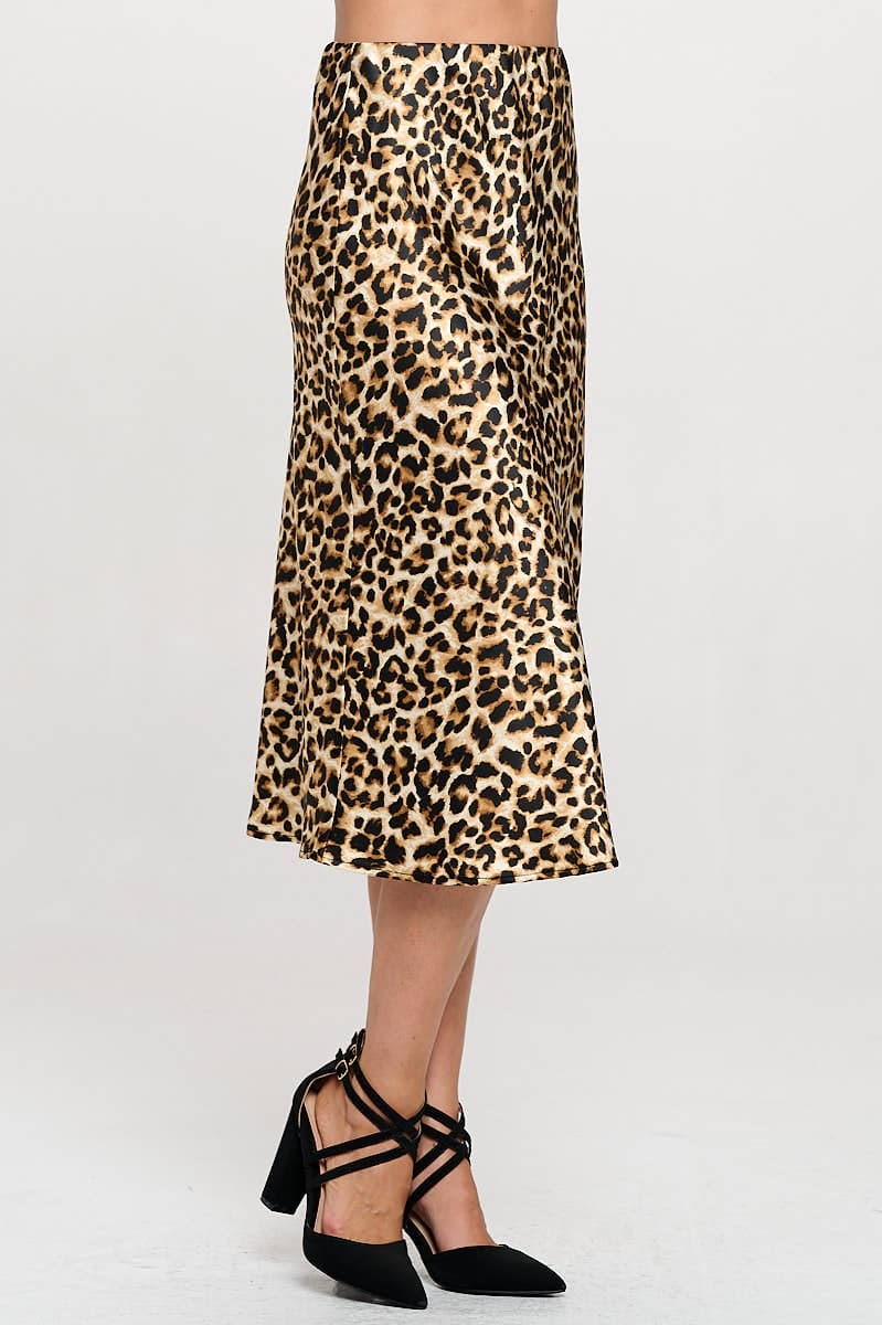 Renee C. - Made in USA Leopard Print A Line Midi Skirt Renee C.