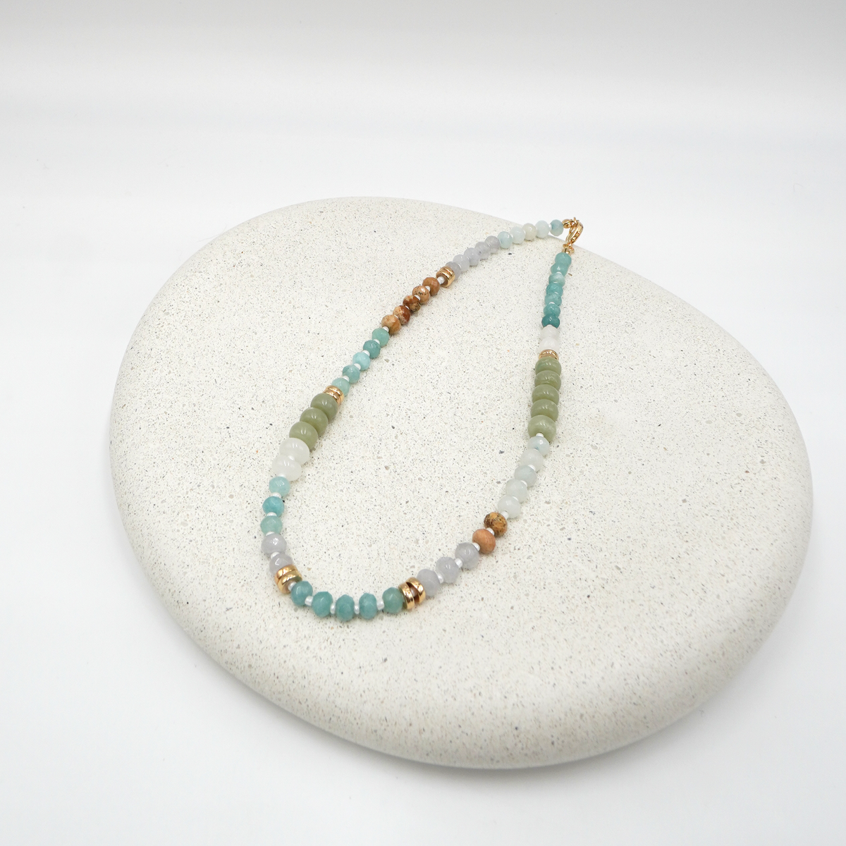 Green Jade & Blue Amazonite Beaded Necklace, photo 4 of 4