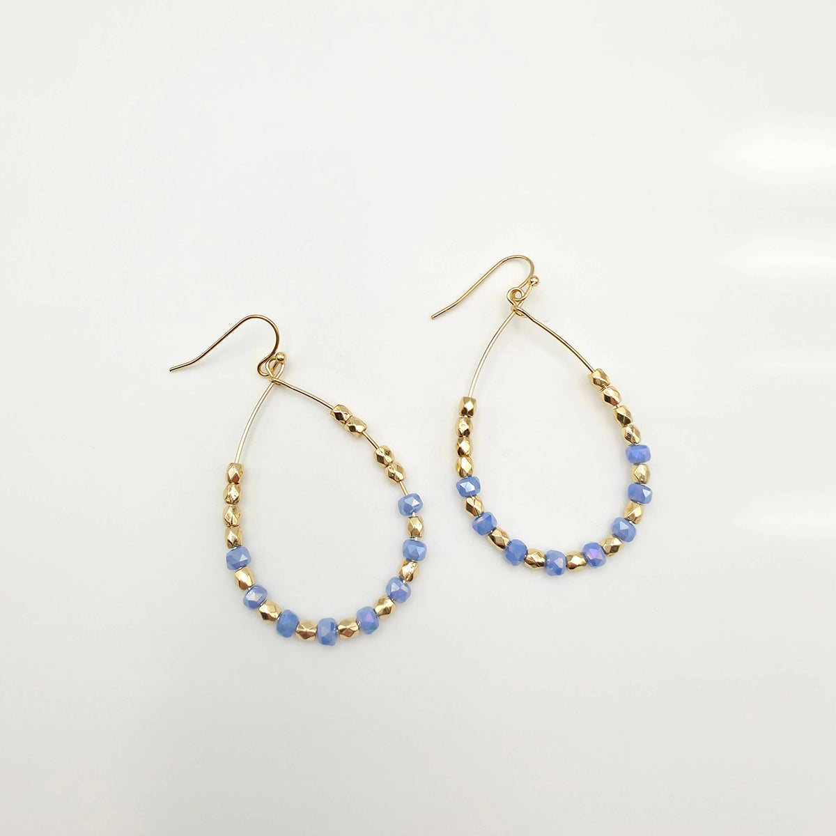 Blue Beaded Teardrop Hoop Earrings, photo 3 of 3