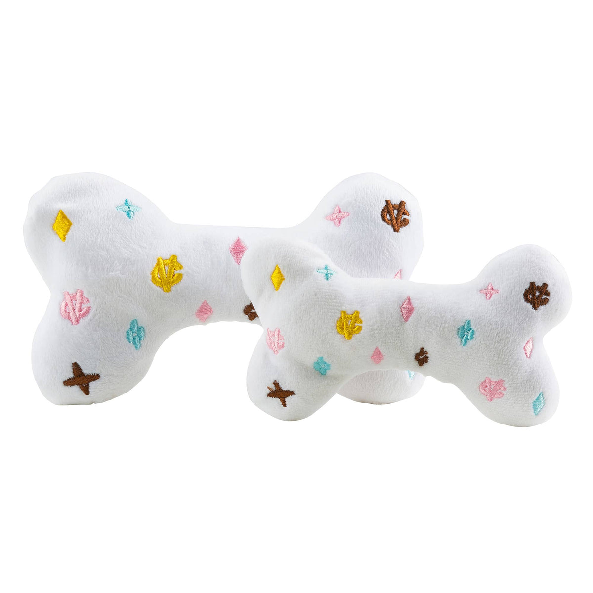Haute Diggity Dog - White Chewy Vuiton Bones Squeaker Dog Toy