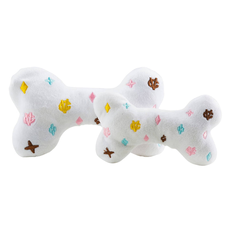 Haute Diggity Dog - White Chewy Vuiton Bones Squeaker Dog Toy: Large Haute Diggity Dog