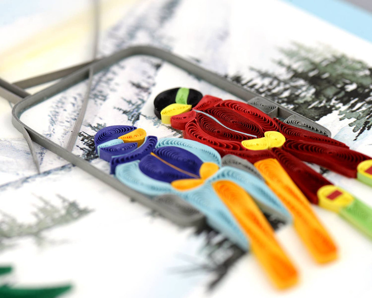 Quilling Card - Ski Lift Season's Greetings Quilled Card Quilling Card