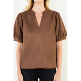 Womens Soft Suede V-Neck Top