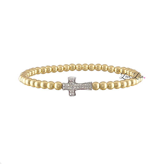 Love, Lisa - Christine's Sparkling Cross Beaded 4mm Bracelet Love, Lisa