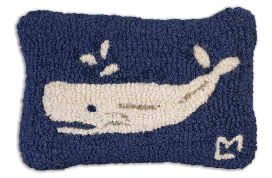 Spouting Whale Hand-Hooked Wool Decorative Pillow
