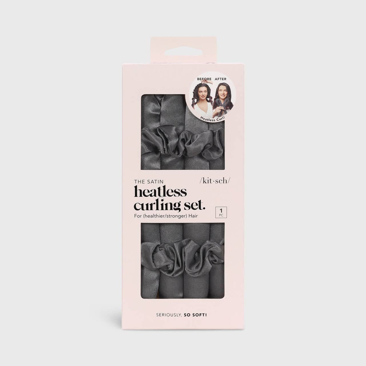 KITSCH - Satin Heatless Curling Set - Charcoal KITSCH