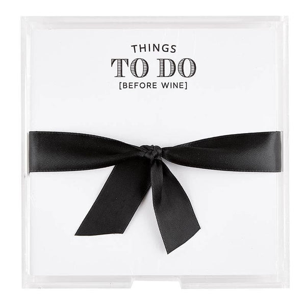 Square Notepaper in Acrylic Tray - Before Wine Santa Barbara Design Studio by Creative Brands