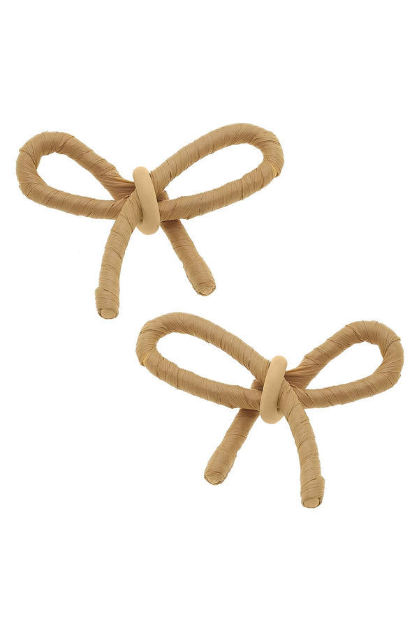 Canvas Style - Kendall Raffia Tied Bow Earrings Canvas Style