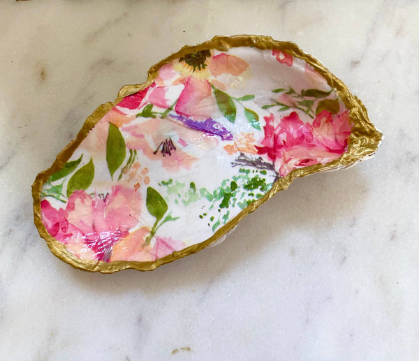 Del Mar Designs DC - Pink Floral Oyster Shell Jewelry Dish Del Mar Designs DC