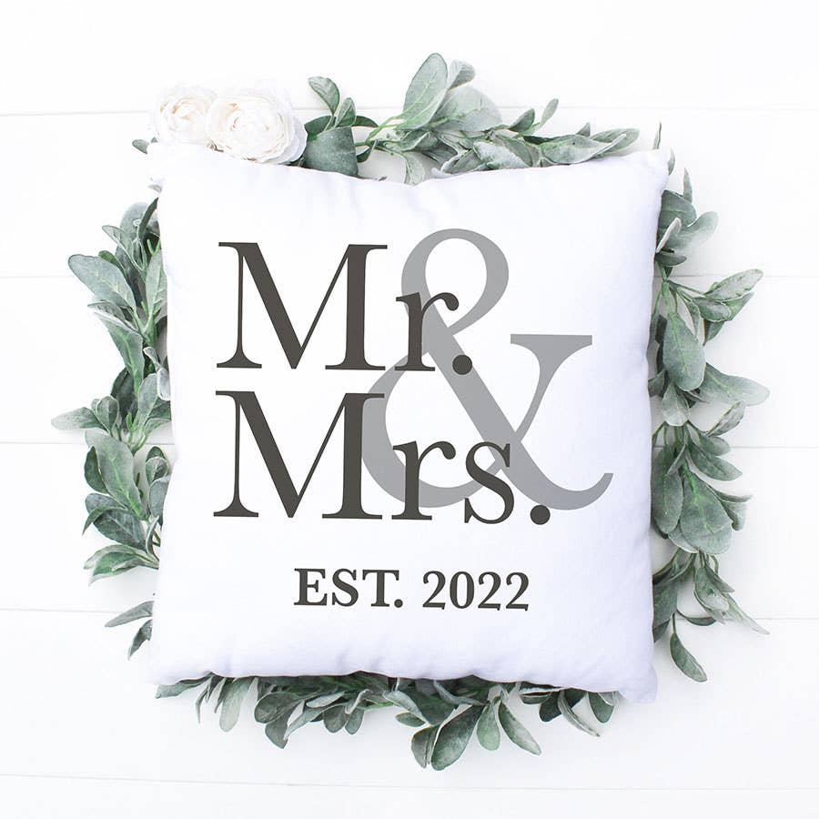 Wedding Gift Pillow, Happily Ever After, Mr Mrs, Engagement