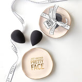 Just another pretty face Ceramic Tray with Makeup Sponge - Blush Angle