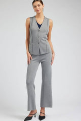 Current Air - High Waist Pintucked Knit Pants Current Air