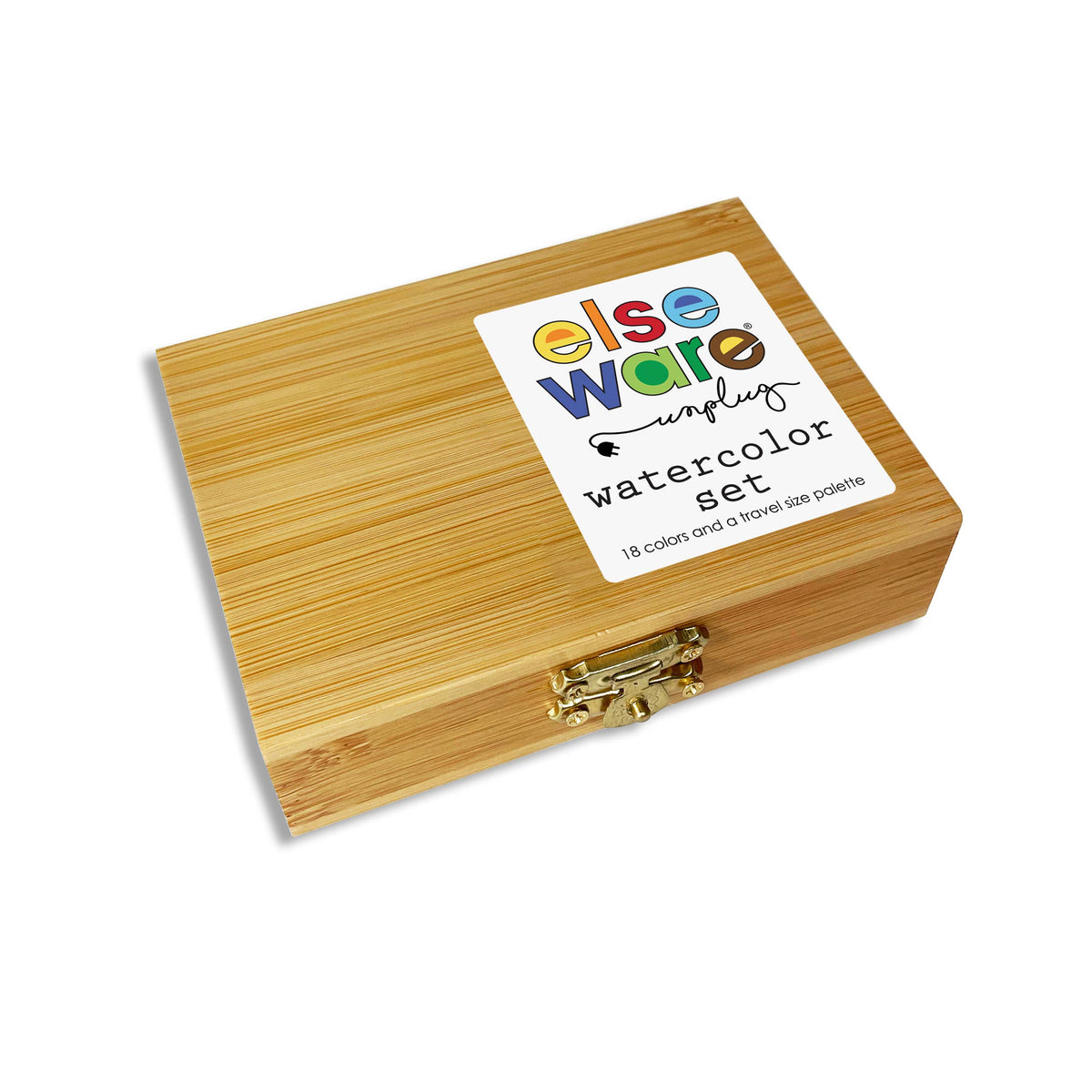 elseware unplug / eco-kids - Watercolor Set - Eco-Friendly Bamboo Box - 18 Colors elseware unplug / eco-kids