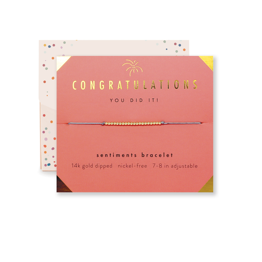 Lucky Feather - Sentiments Bracelet + Env - CONGRATS - Gold