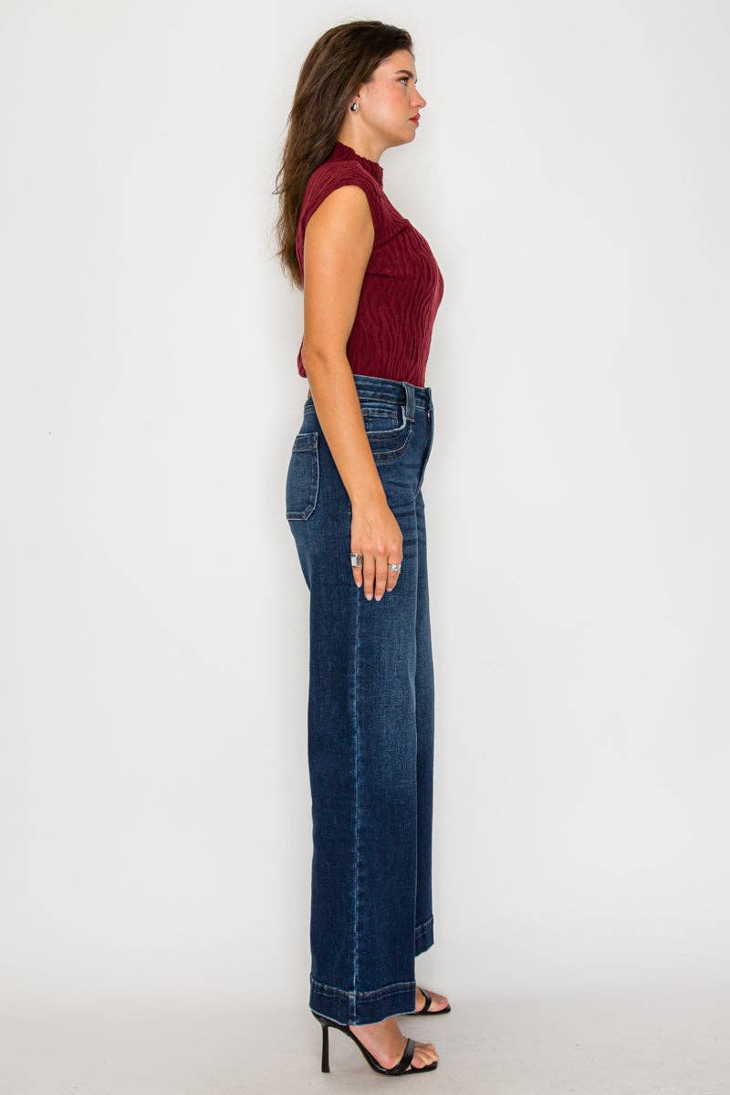 High-Rise Tummy-Control Wide-Leg Jeans