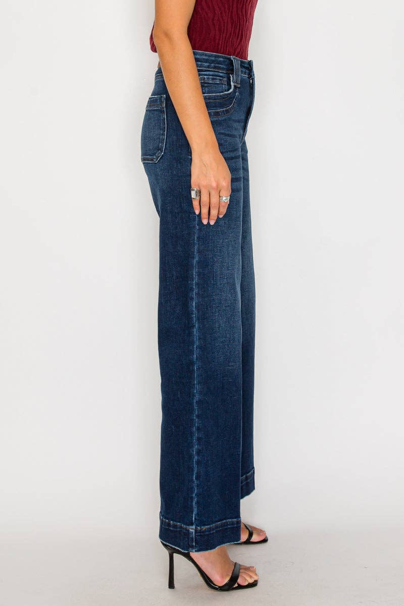High-Rise Tummy-Control Wide-Leg Jeans