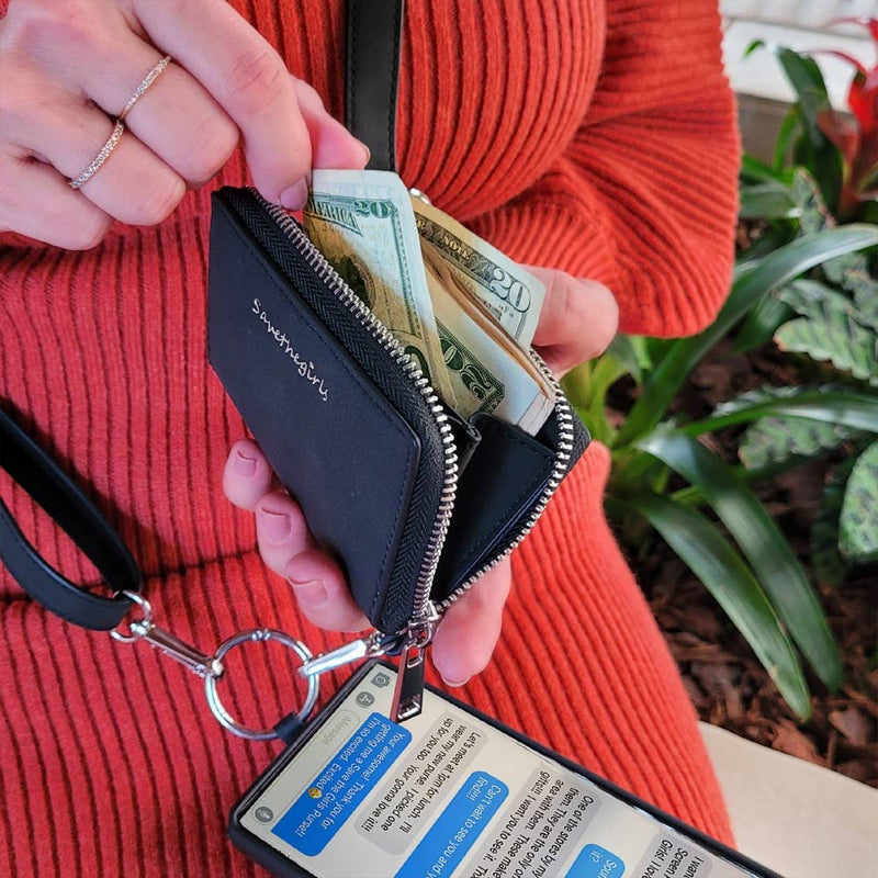 Save The Girls - Clip & Go Brushed Vegan Leather Phone Lanyard - RFID Pouch Save The Girls