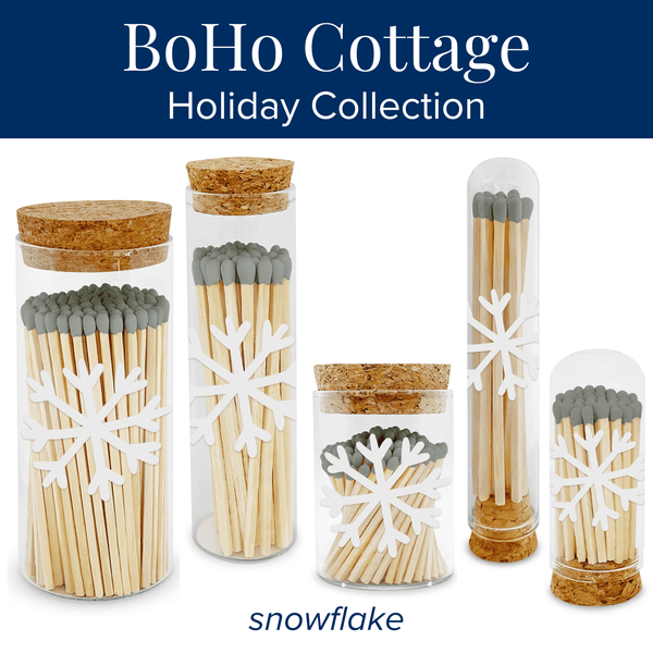 Thankful Greetings - 2” Matches BoHo Cottage - Snowflake and Mini Cloche Thankful Greetings