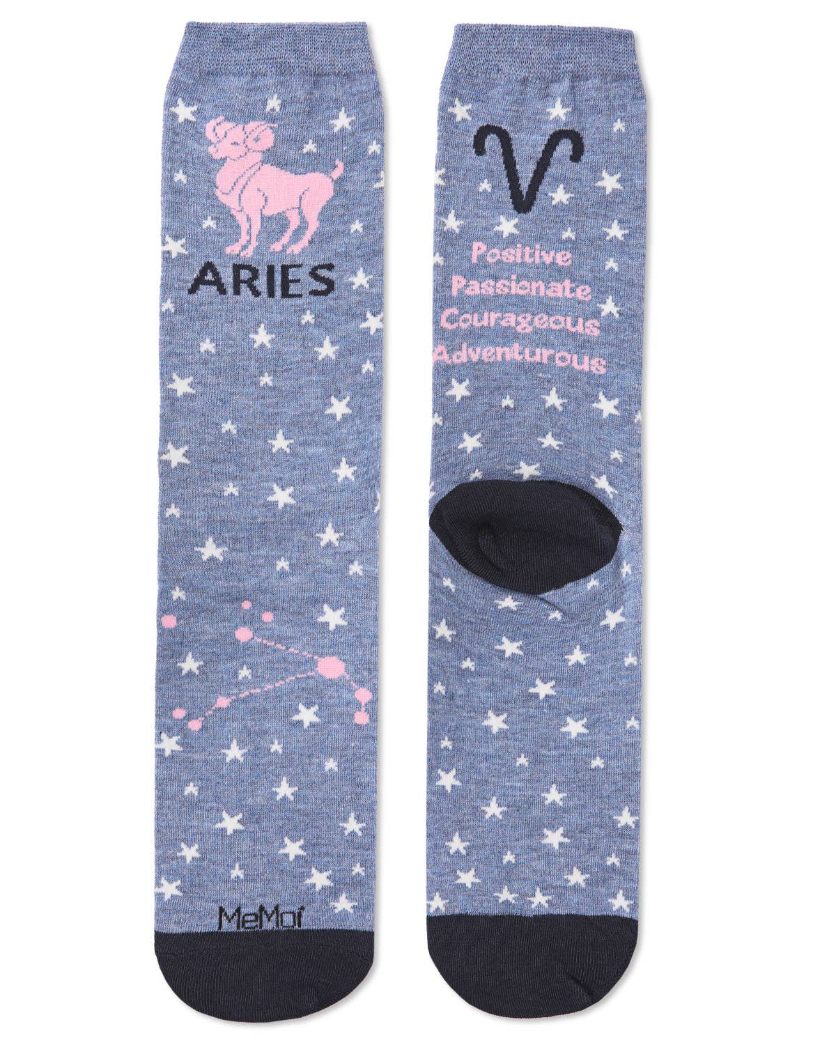Aries Zodiac Sign Crew Sock: 9 - 11 / Denim Heather - Kindred & Crew
