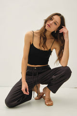 Women's Linen Barrel Pants - Sage