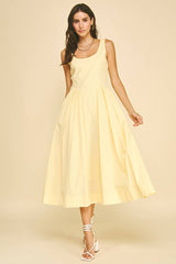 Womens Poplin Midi A Line Dress