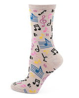 Musical Notes Bamboo Crew Sock