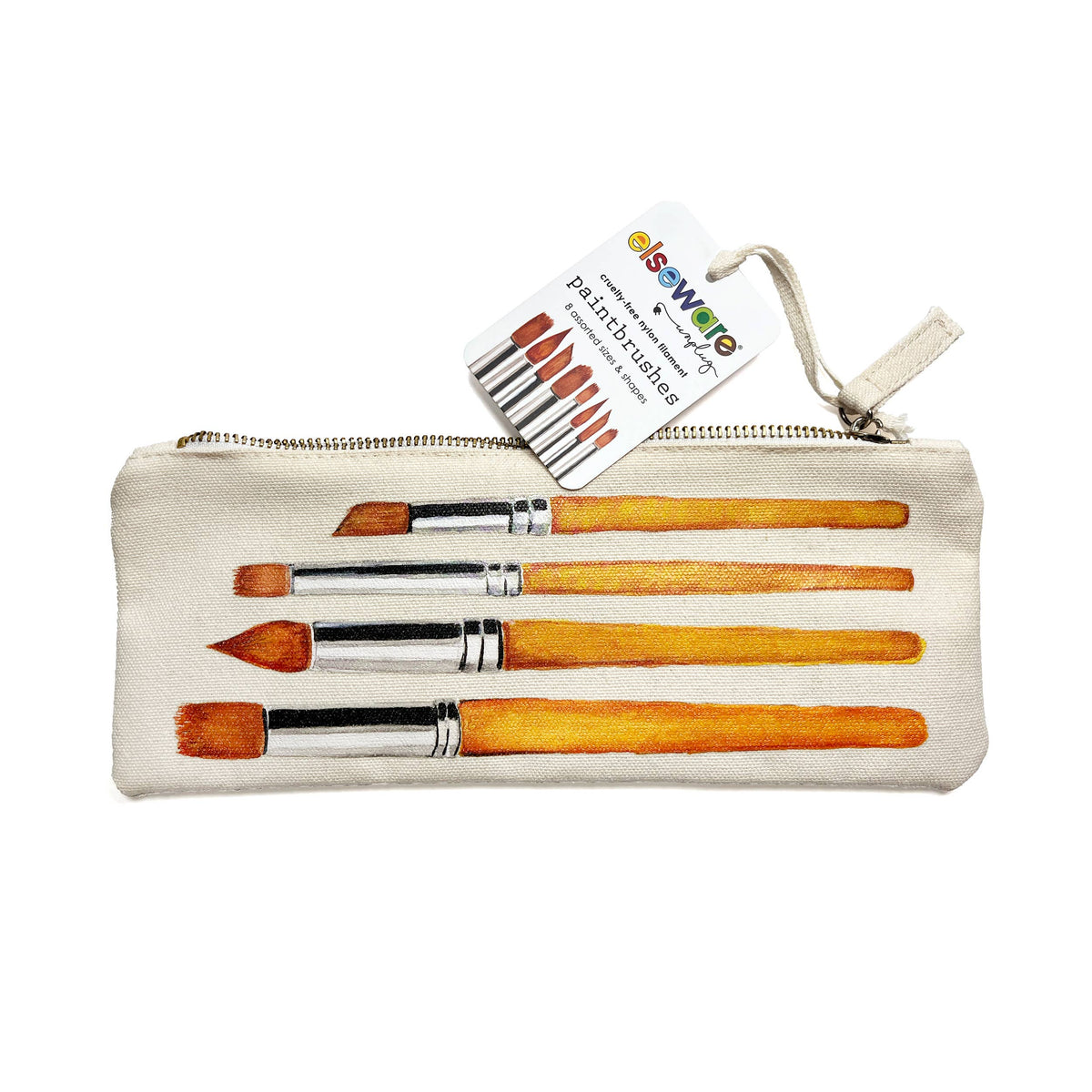 elseware unplug / eco-kids - Paintbrush Set - Nylon Filament in Canvas Bag - 8 Assorted