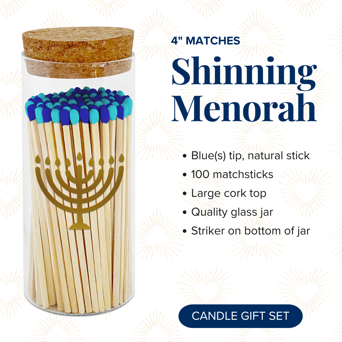 Thankful Greetings - Shining Menorah Decorative Matches - Gifts & Stockings Thankful Greetings
