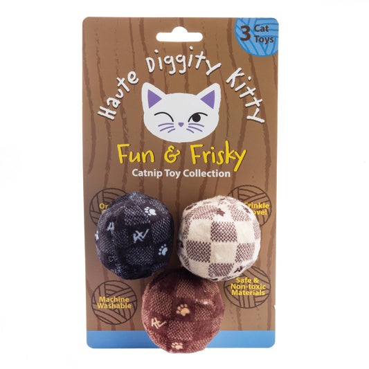 Haute Diggity Dog - Kitty Vuiton Balls (Checker) Organic Catnip Toys Haute Diggity Dog