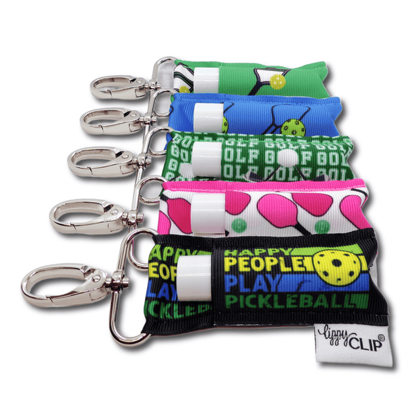 LippyClip Lip Balm Holder - Pickleball on Pink LippyClip® Lip Balm Holder for Chapstick LippyClip Lip Balm Holder