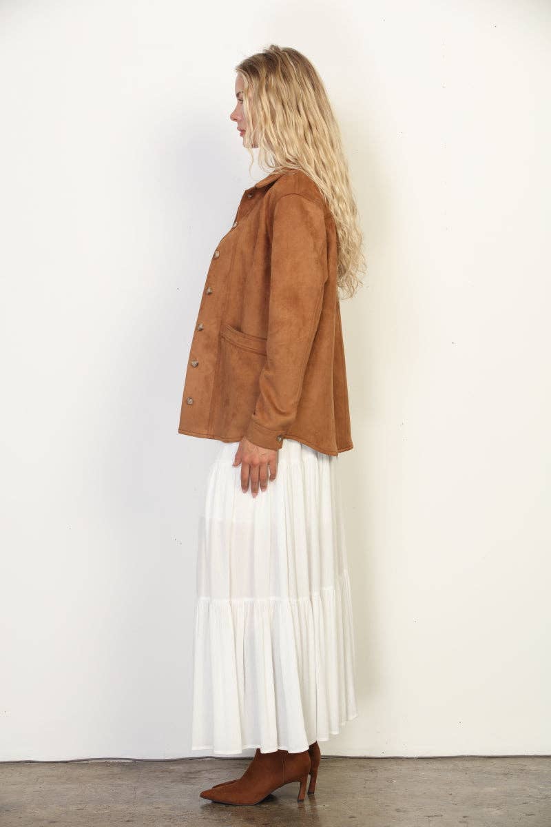 Faux Suede Shacket Camel